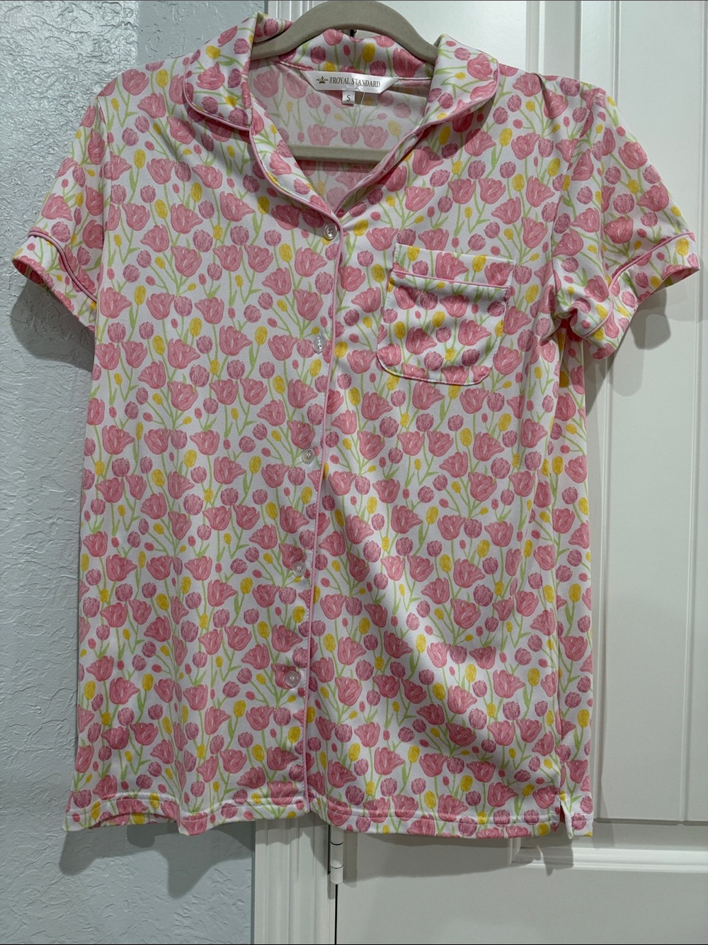 Floral Pink Short-Sleeve Pajama Top